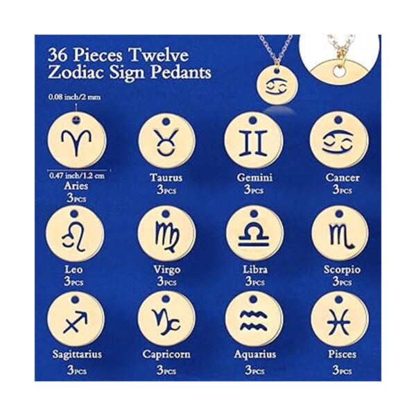Yinkin 36 piezas doce signo del zodiaco colgantes de