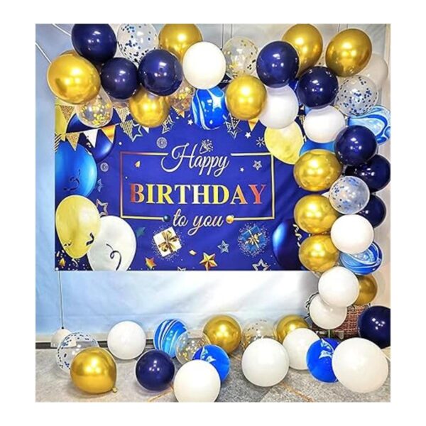 YinQin 66 decoraciones de fiesta de cumpleaños azul marino_5