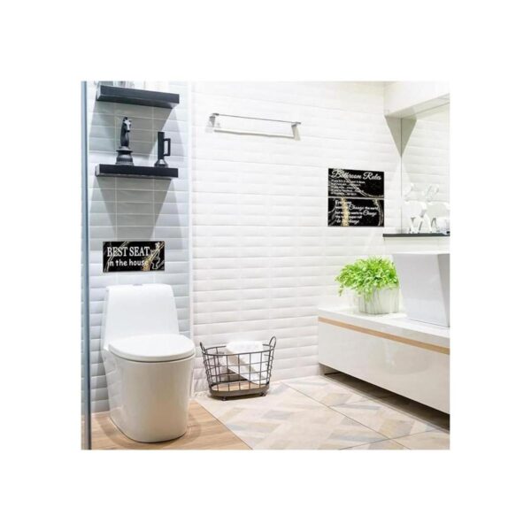 3 piezas de decoración de pared de baño negro y dorado