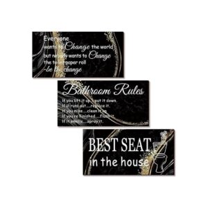 3 piezas de decoración de pared de baño negro y dorado