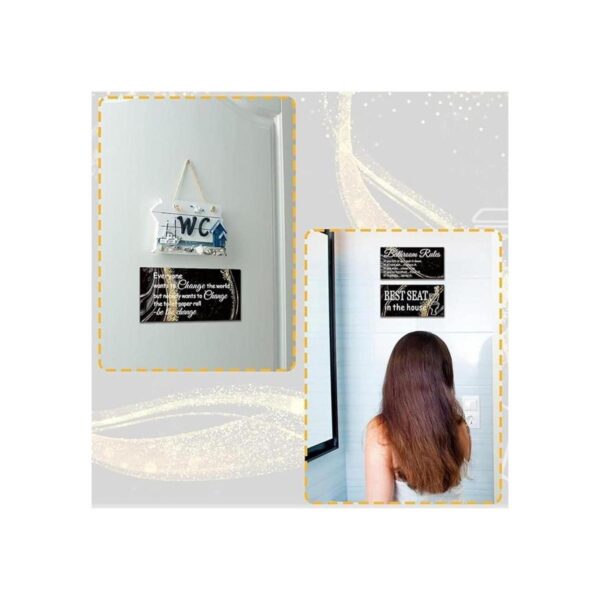 3 piezas de decoración de pared de baño negro y dorado