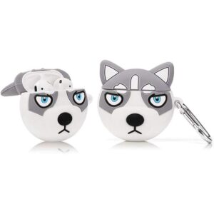 Creative Cute Husky Styling negro y gris con mosquetón_1