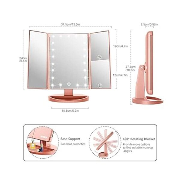 WEILY Espejo de maquillaje iluminado con 21 luces LED_4