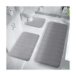 Yimobra Memory Foam Bath Mat Set Bathroom Rugs for 3_1
