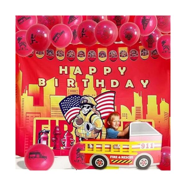 Paquete de 24 globos de látex con temática de bomberos de