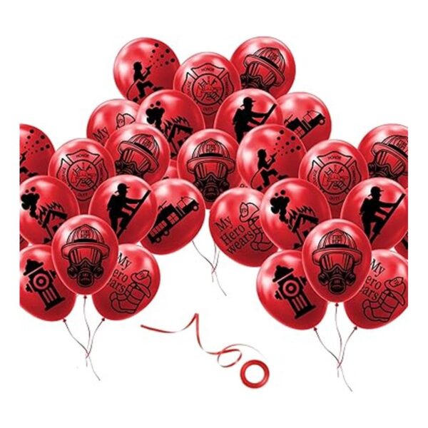 Paquete de 24 globos de látex con temática de bomberos de