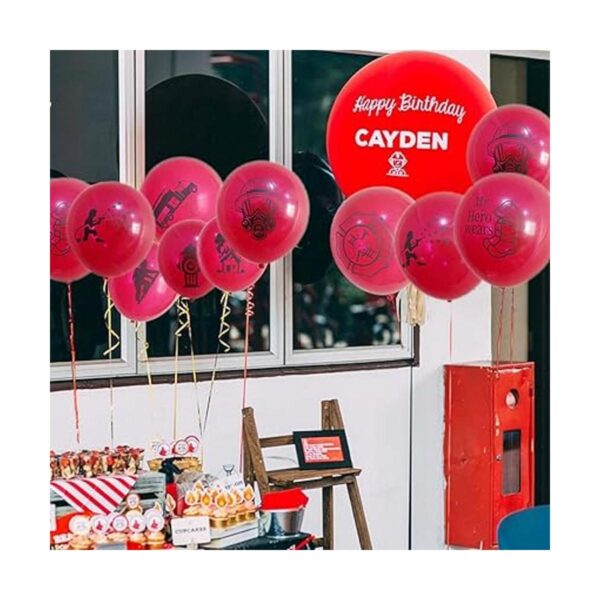 Paquete de 24 globos de látex con temática de bomberos de