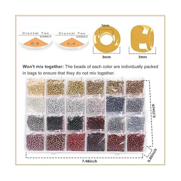 Yholin Kit de cuentas de semillas de cristal 9600 cuentas