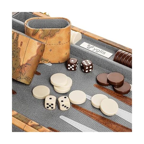 Juego de backgammon de lujo funda de piel sintética_4