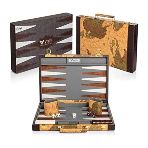 Juego de backgammon de lujo funda de piel sintética_1