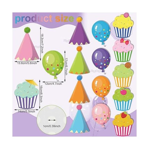 60 piezas de recortes coloridos para cupcakes cumpleaños_2