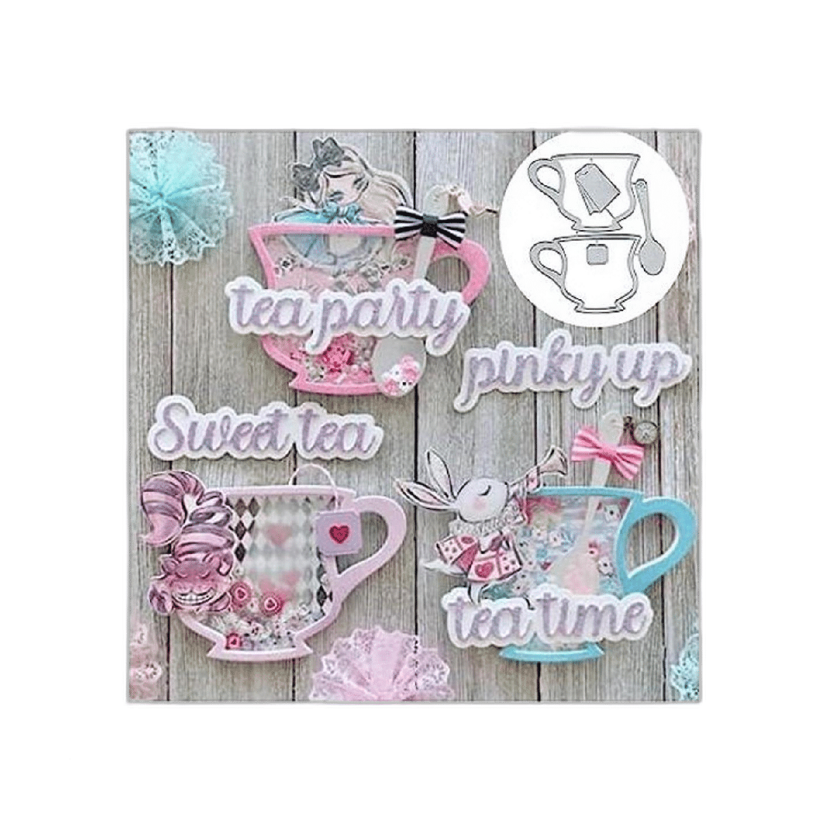 Coctelera de té de metal troquelado para hacer tarjetas