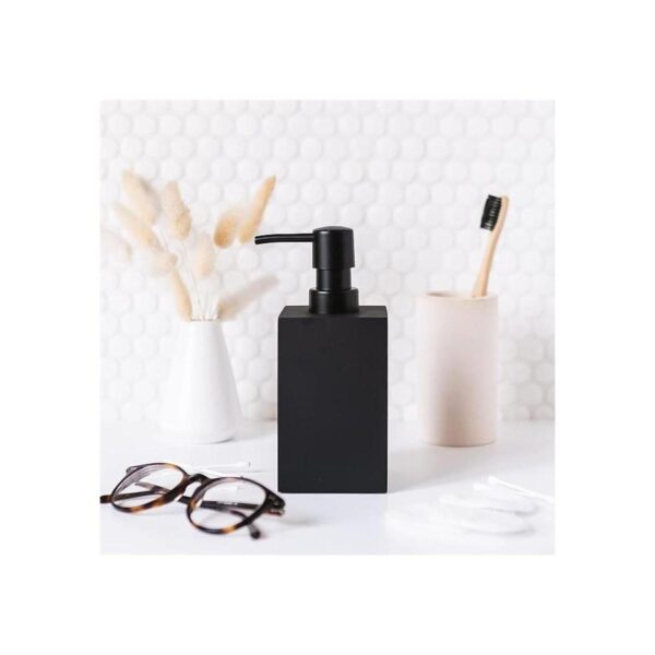 Yew Design Dispensador de jabón negro para baño cuadrado_2