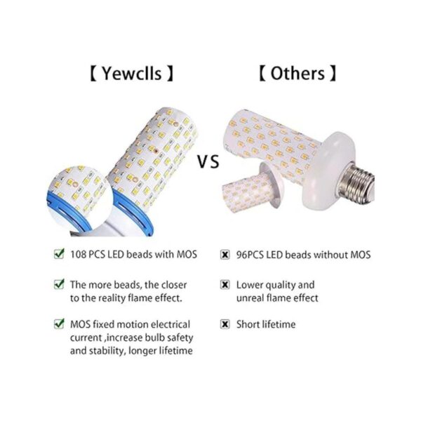 Yewclls Bombilla LED con efecto de llama 4 modos de luz_4