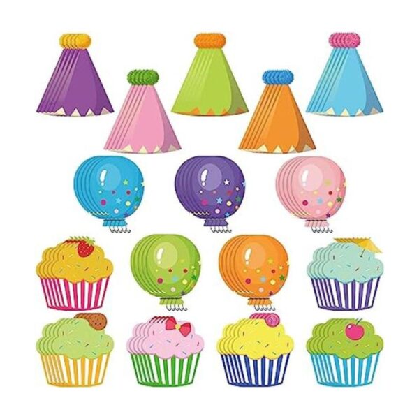 60 piezas de recortes coloridos para cupcakes cumpleaños_1
