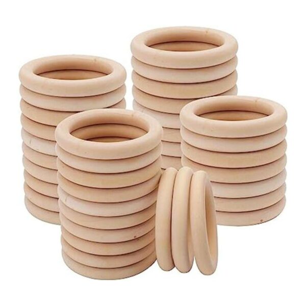 Yesland 40 anillos de madera maciza natural de 2.756 in