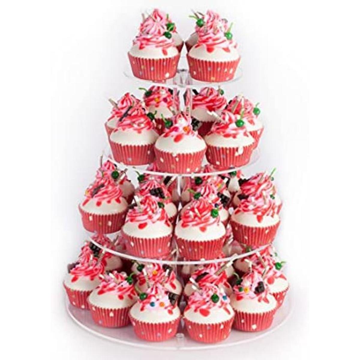 YestBuy Soporte redondo para cupcakes de acrílico de 4
