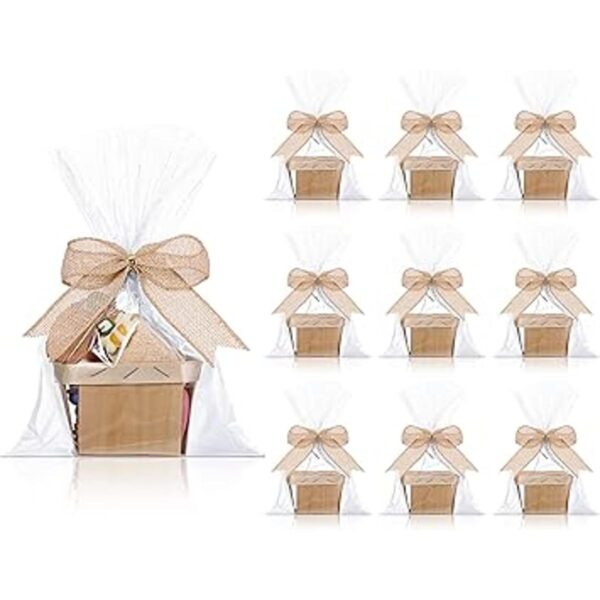Yerliker Juego de 10 cestas de regalo de madera lazos de