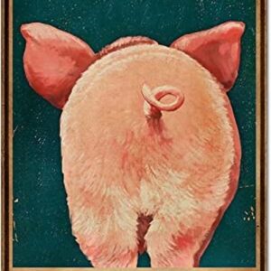 Cartel de metal con diseño de cerdo recuerdo de limpiar_1