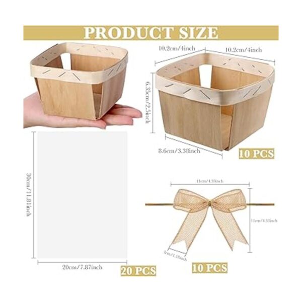 Yerliker Juego de 10 cestas de regalo de madera lazos de