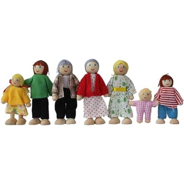 Casa de muñecas de madera 7 figuras familiares casa de_2