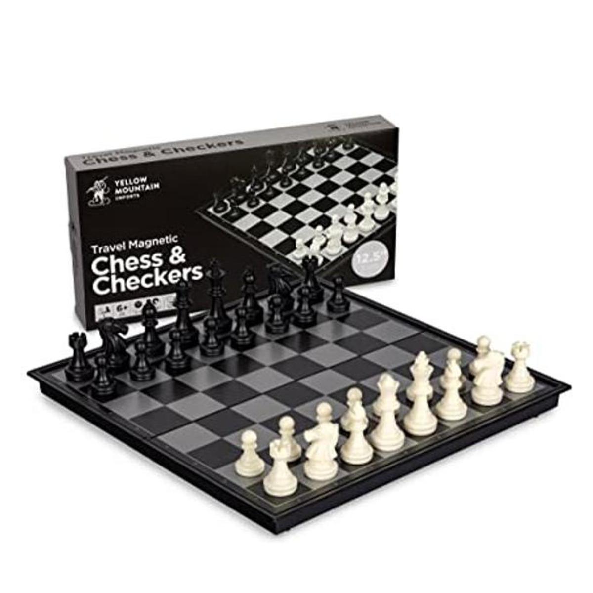 Juego de ajedrez 2 en 1 magnético y de damas 12.5 pulgadas