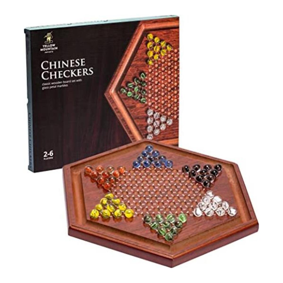 Yellow Mountain Imports Juego de mesa Halma de madera de