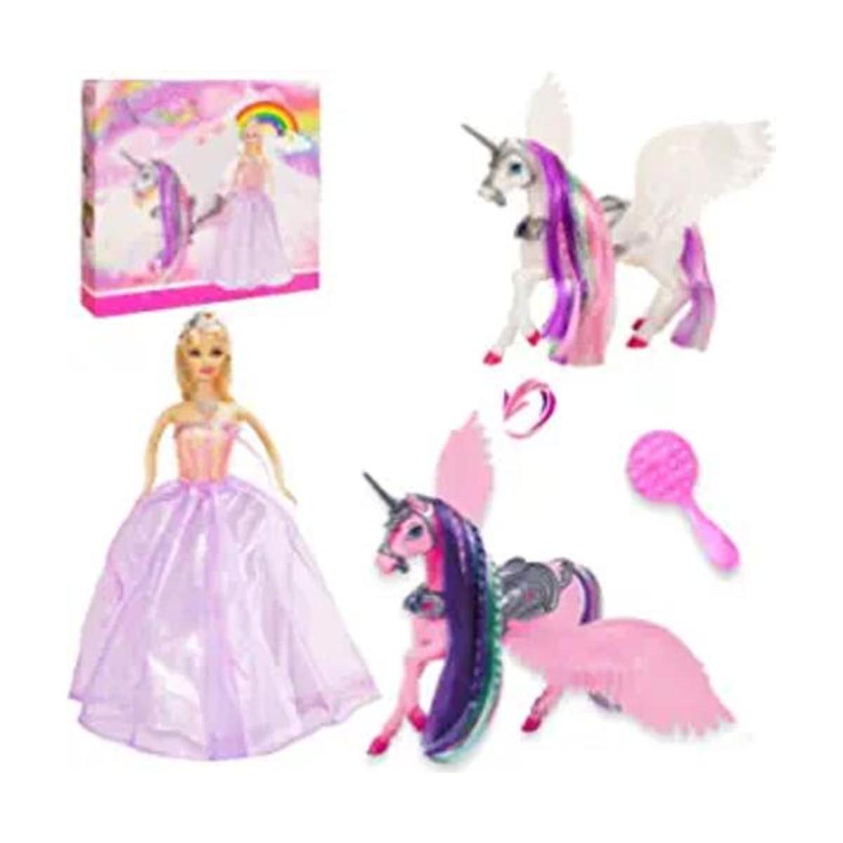 Muñeca de unicornio y princesa que cambia de color cambio