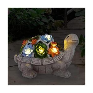 Nacome Estatua de jardín solar con suculentas y 7 luces_1