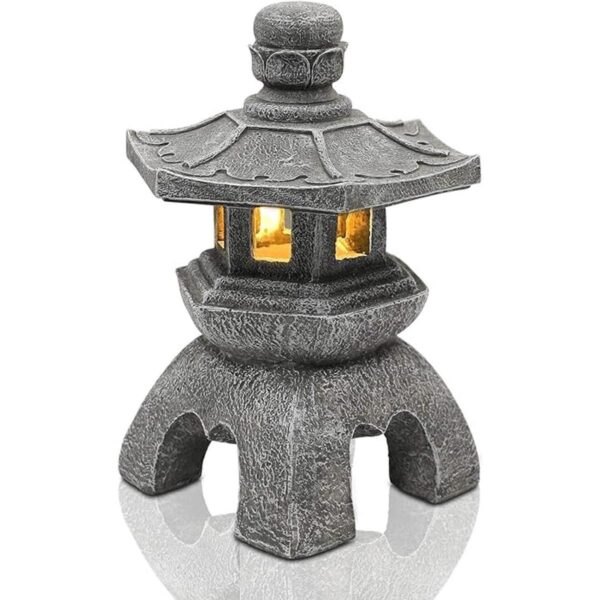 Nacome Estatua de jardín con farol solar de pagoda_1
