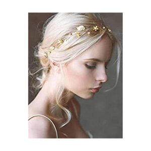 Yean Novia Boda Pelo Vine Diadema Hoja Oro Accesorios_1