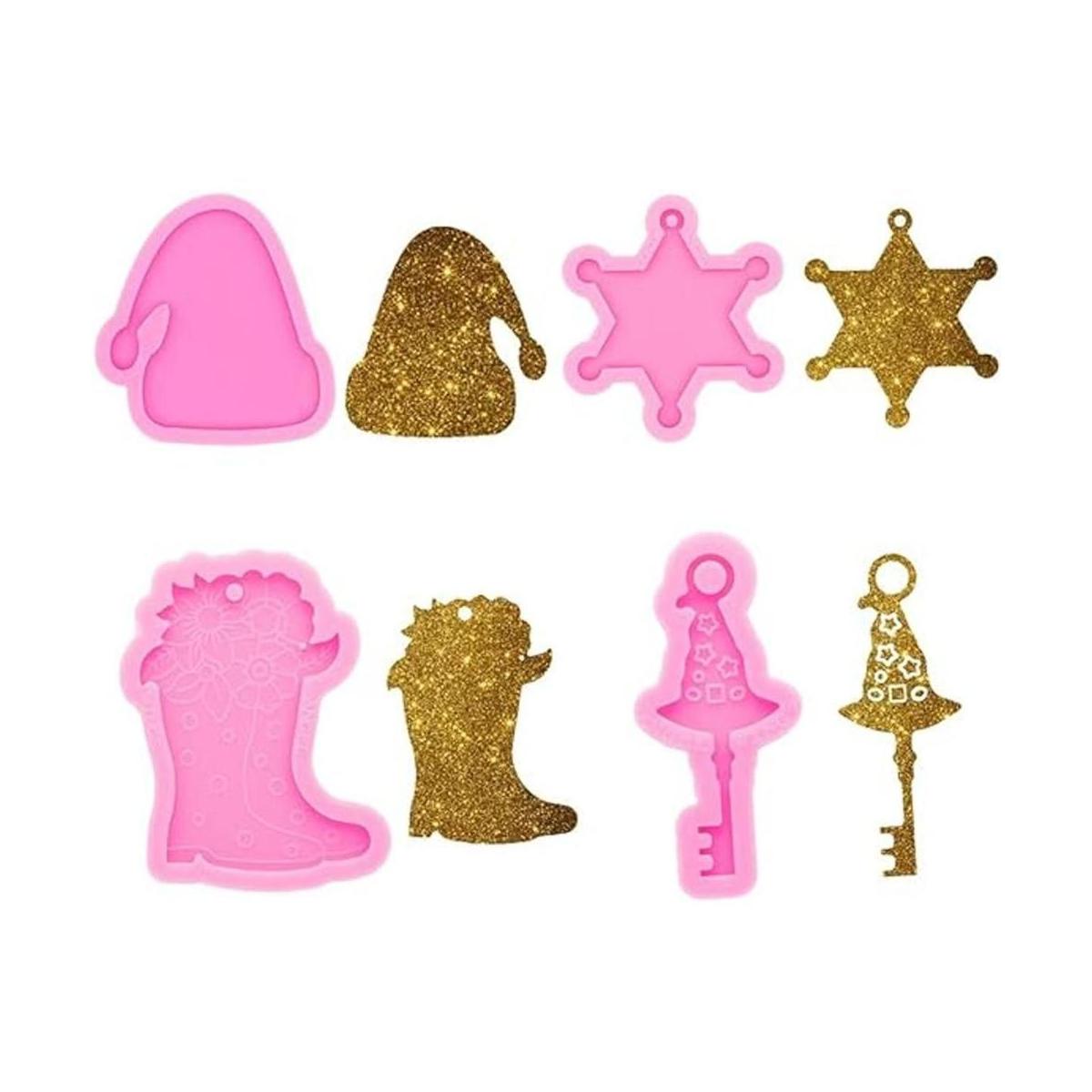 4 piezas llavero silicona moldes Navidad accesorios