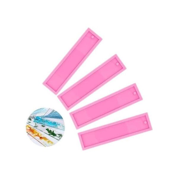 4 unidades rectángulo DIY resina molde llavero silicona