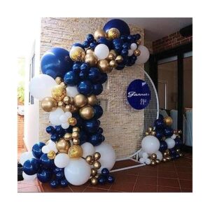 Kit de guirnalda de arco de globos azul marino dorado y_1