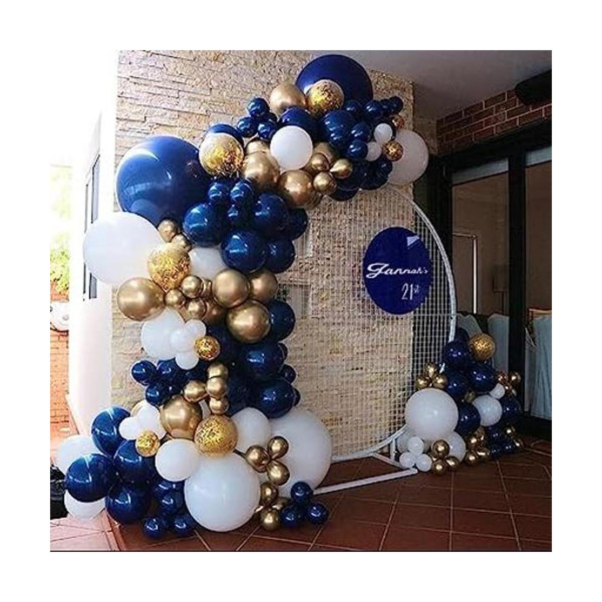 Kit de guirnalda de arco de globos azul marino dorado y