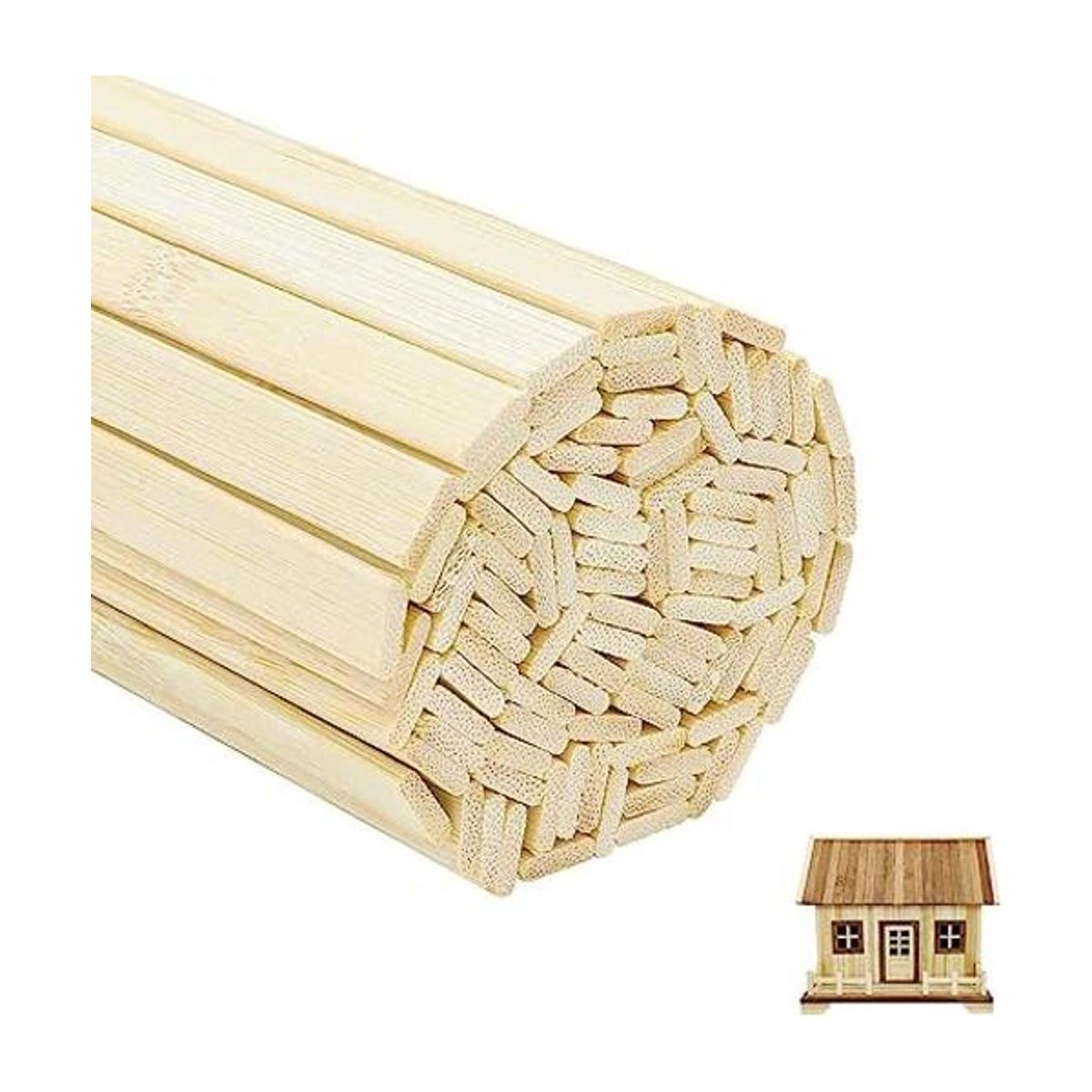 50 tiras de madera finas de bambú natural de 15.5 pulgadas