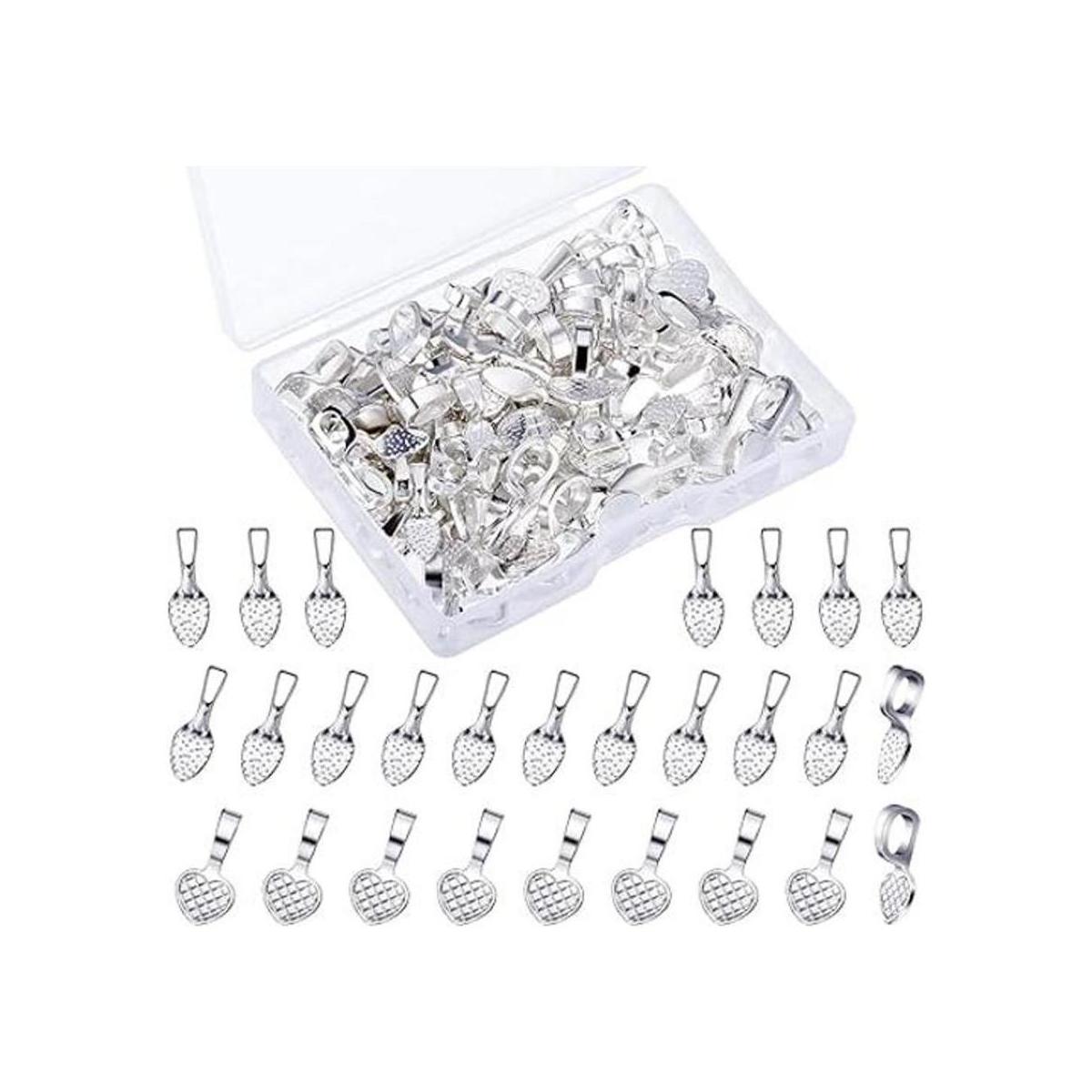 100 piezas de collar de plata brillante con forma de