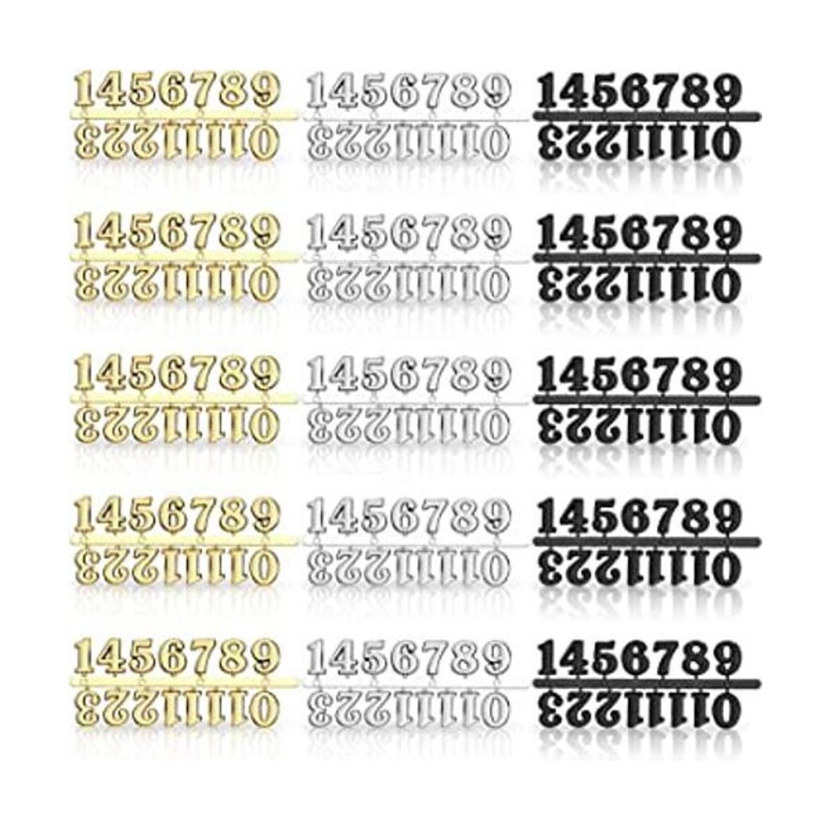 Kit de números de reloj de 15 piezas en negro y plata y