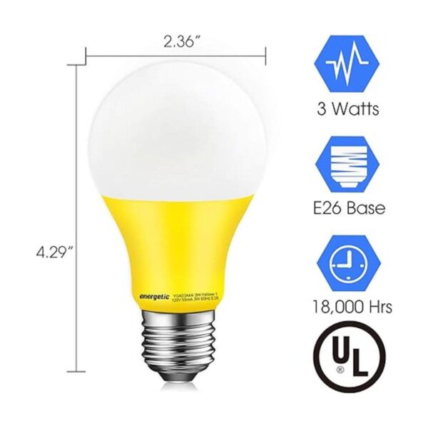 Energetic Bombilla amarilla A19 equivalente a 3 W 40 W_2
