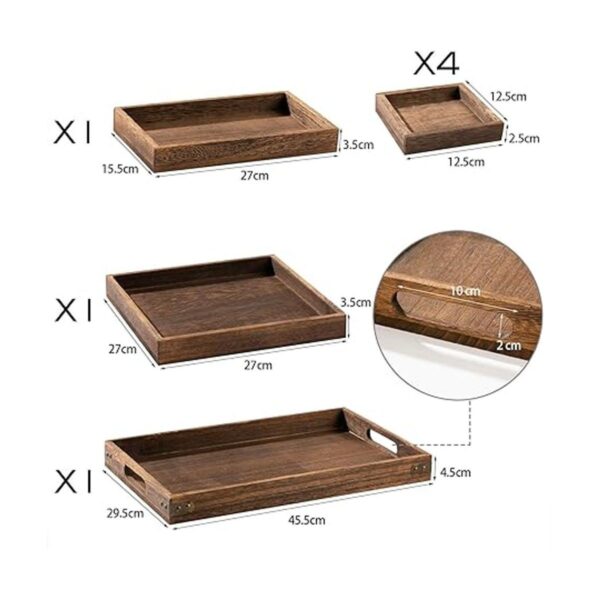 Bandejas de madera rústica con asa juego de 7 grandes