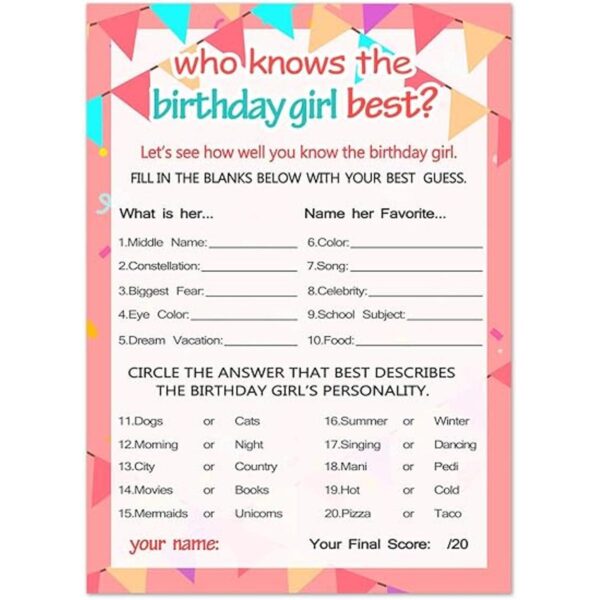Who Knows The Birthday Girl Best juegos de cumpleaños_1