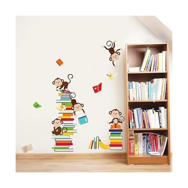 decalmile Calcomanías de pared de mono libros de lectura_2