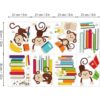 decalmile Calcomanías de pared de mono libros de lectura_5
