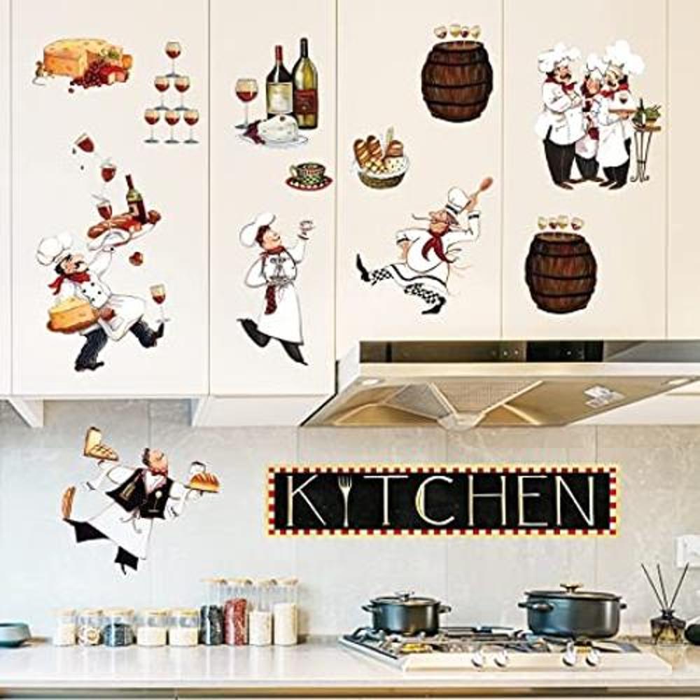 decalmile Calcomanías de pared de cocina de chef con citas