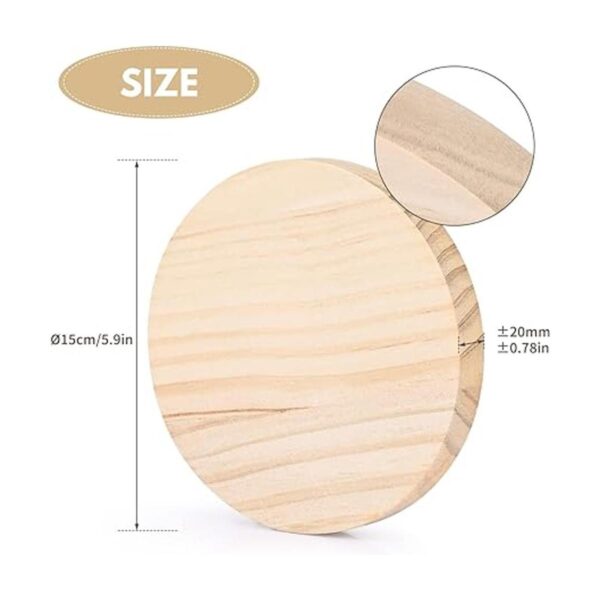 Yangbaga 5PCS Unfinished Natural Wood Slices5.9inch Round