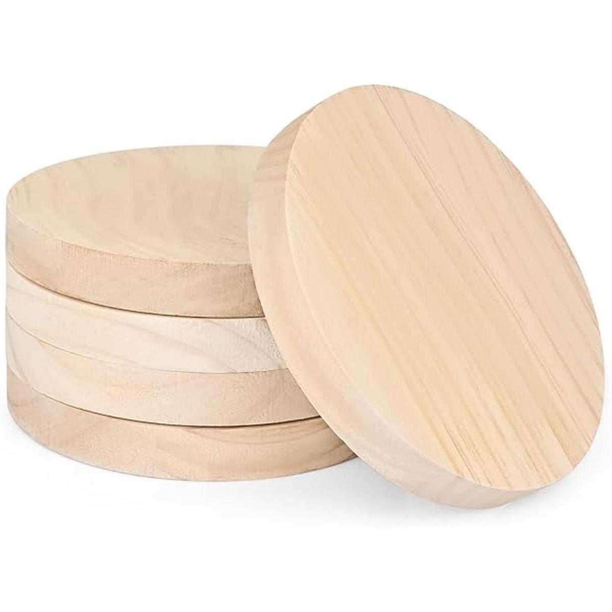 Yangbaga 5PCS Unfinished Natural Wood Slices5.9inch Round