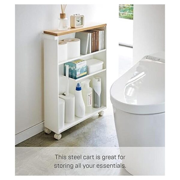 YAMAZAKI home Carrito de baño delgado con asa con ruedas_2