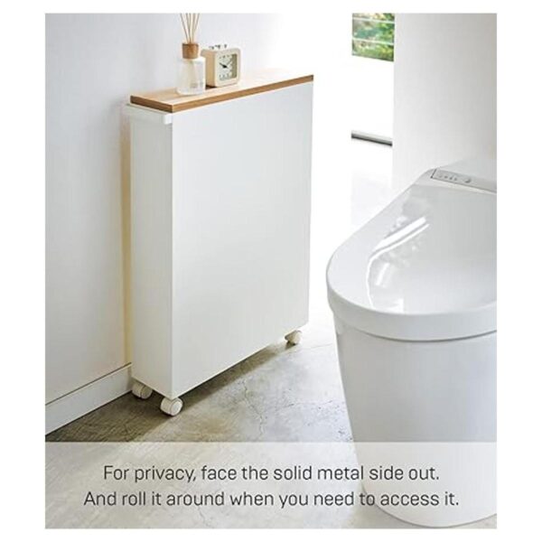 YAMAZAKI home Carrito de baño delgado con asa con ruedas_4