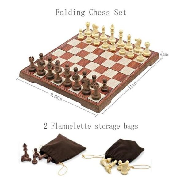 Juego de ajedrez magnético plegable 11.3 x 9.7 in juego_2
