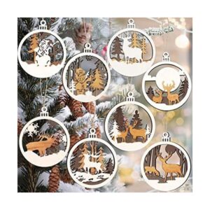 8 piezas de adornos de madera de Navidad adornos de